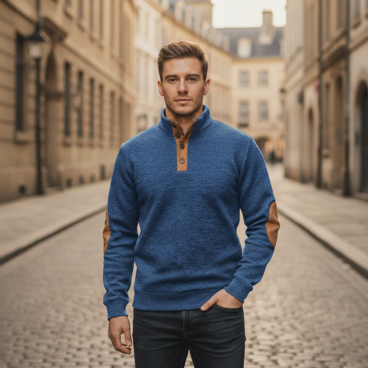 Men's Winter Pullover with High Collar Pattern