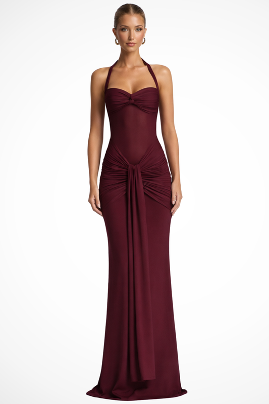 Women's Elegant Satin Maxi Dress | Sleeveless Pleated Formal Gown 1