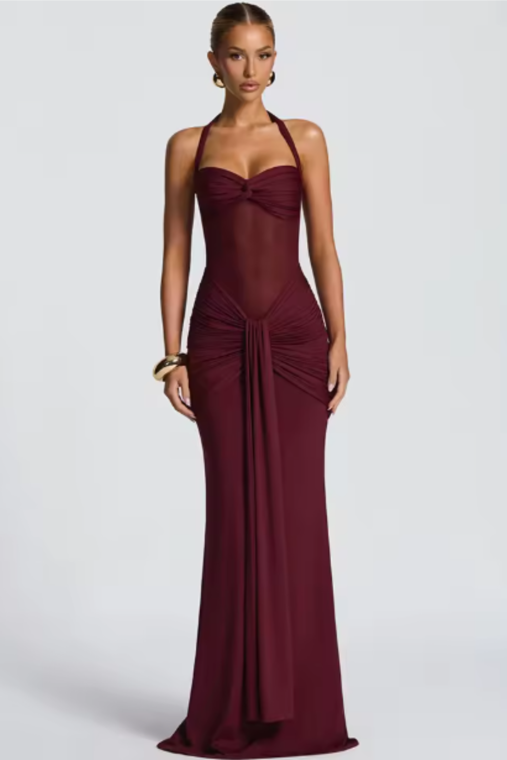Women's Elegant Satin Maxi Dress | Sleeveless Pleated Formal Gown 2