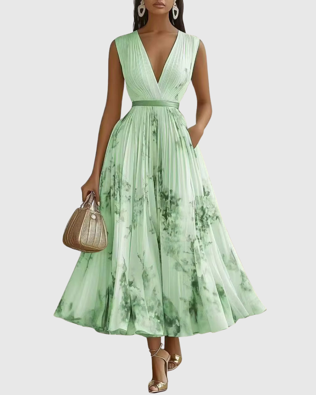 Elegant Pleated Satin Maxi Dress for Women