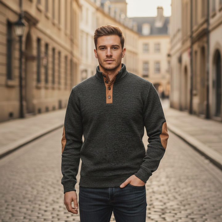 Men's Winter Pullover with High Collar Pattern