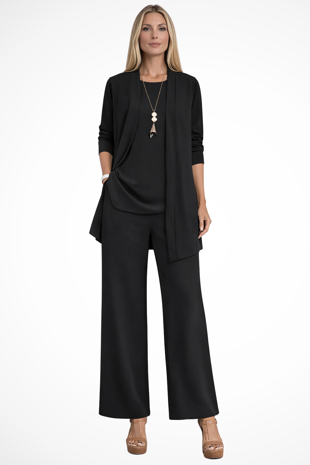 3-Piece Elegant Women's Velvet Sleeveless Slim Fit with Buttons Ceremony