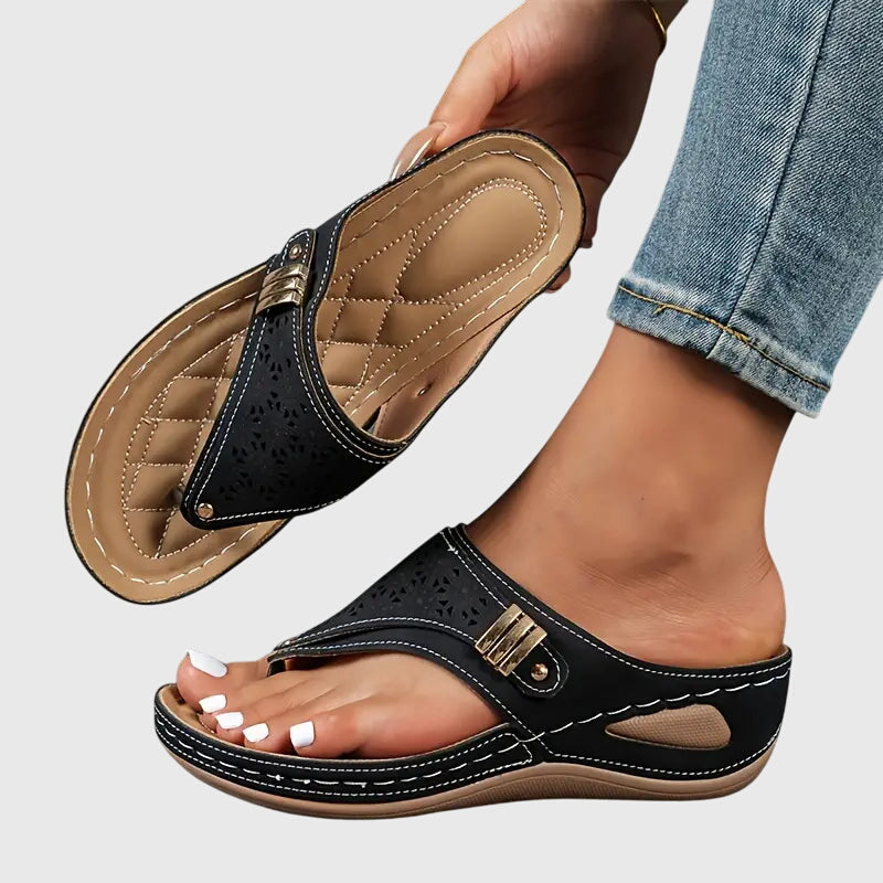 Women's Orthopedic Leather Sandals with Anatomical Insole