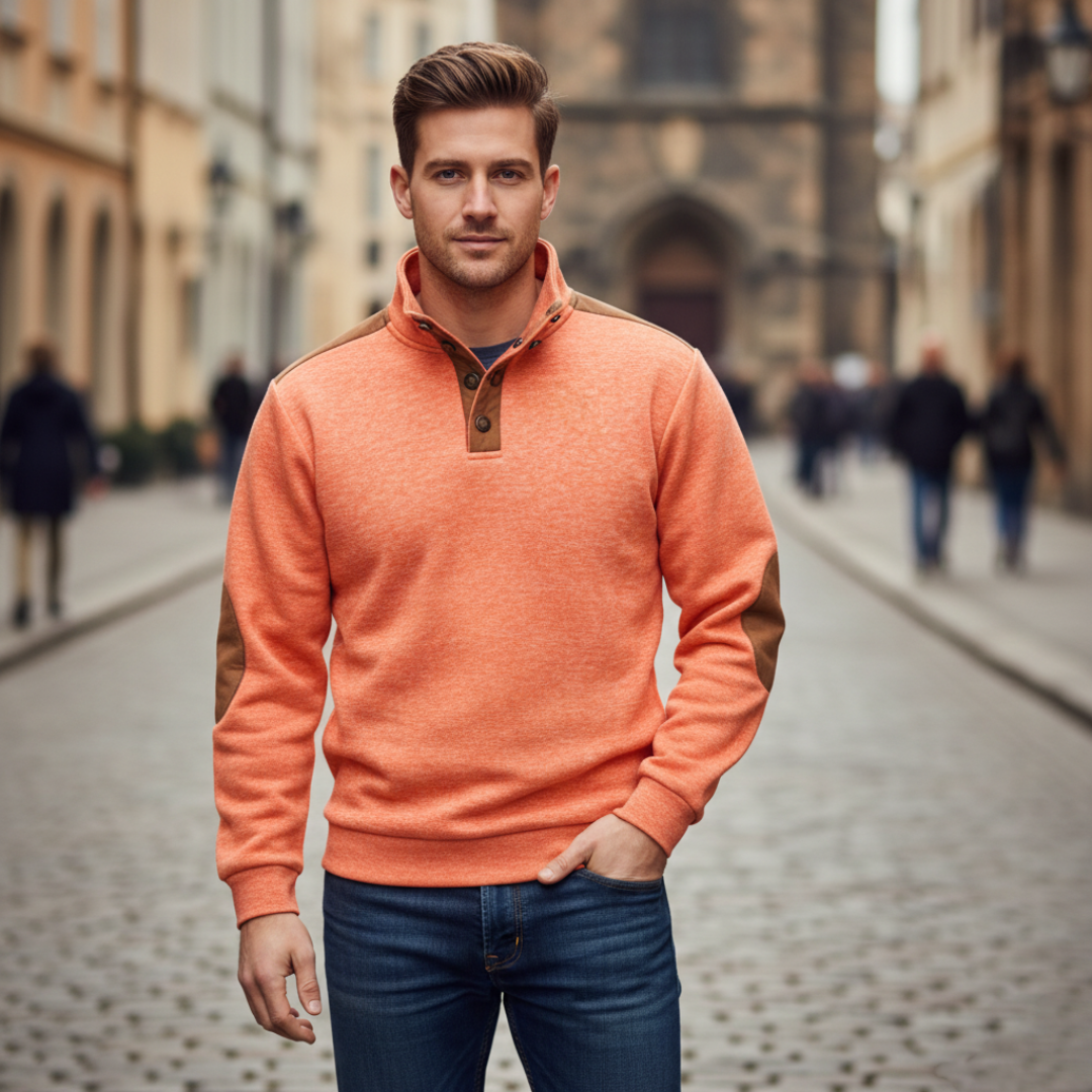 Men's Winter Pullover with High Collar Pattern
