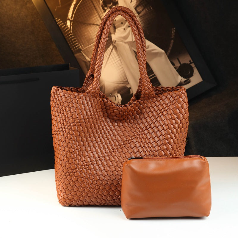 Women's Woven Leather Tote Bag