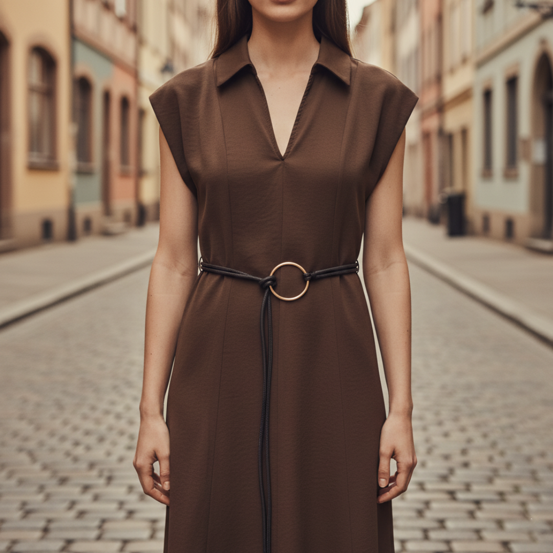 Brown Women's Dress with Belt