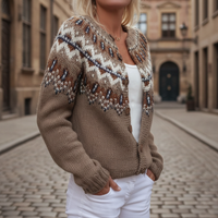 Cardigan da donna marrone jacquard