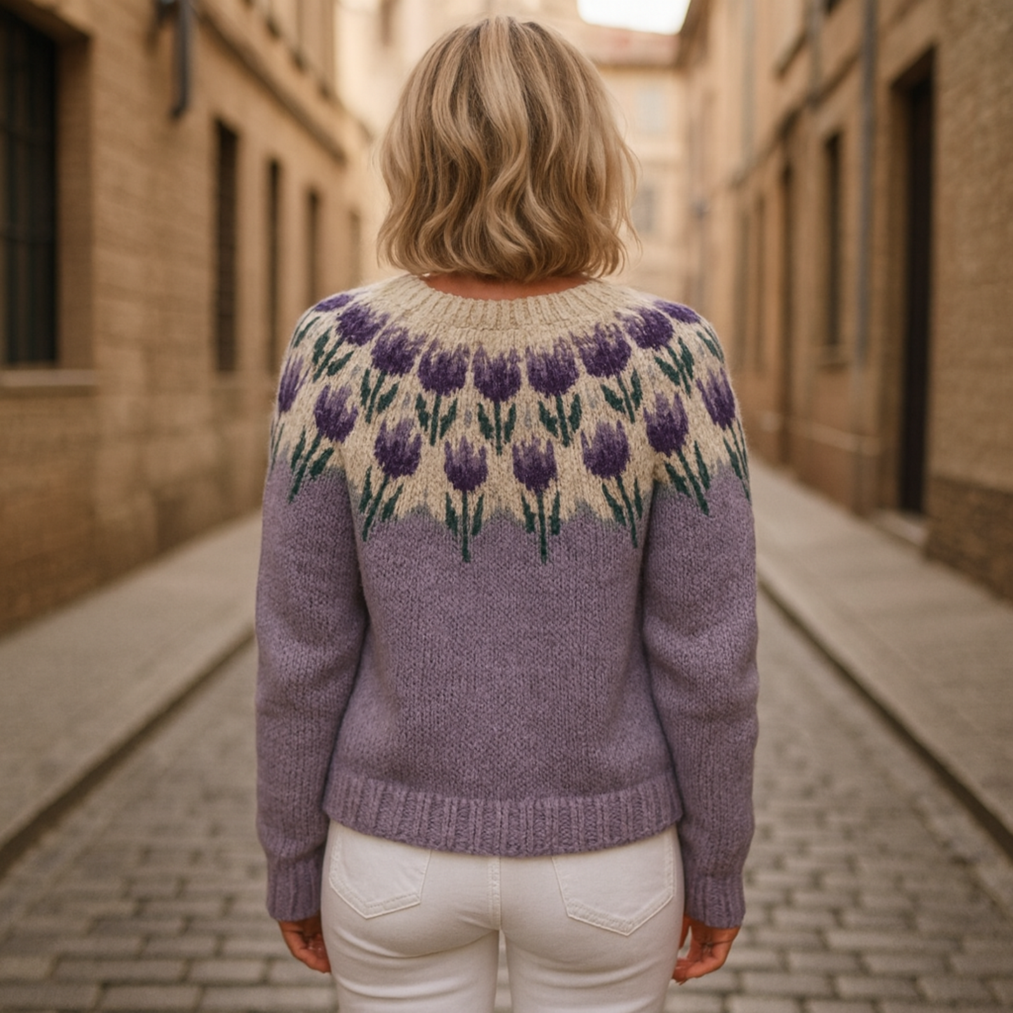 Women's Purple Floral Jacquard Cardigan