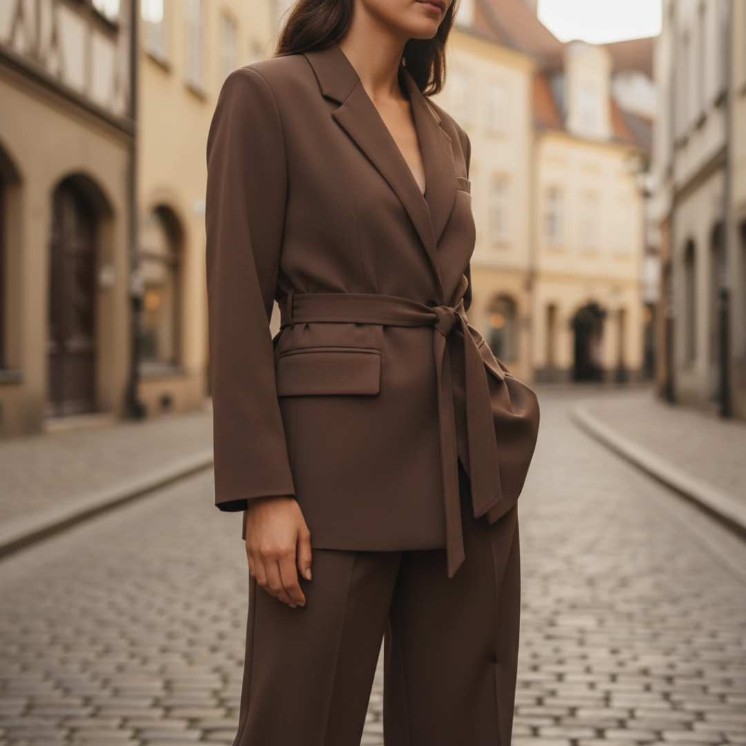 Women's Suit with Belted Blazer and Pants
