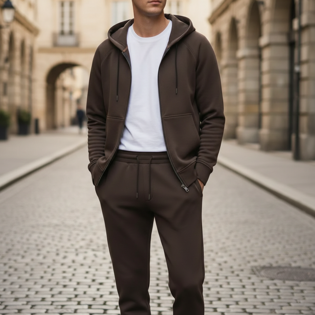 Men's Sports Tracksuit Set with Zip Hoodie and Pants