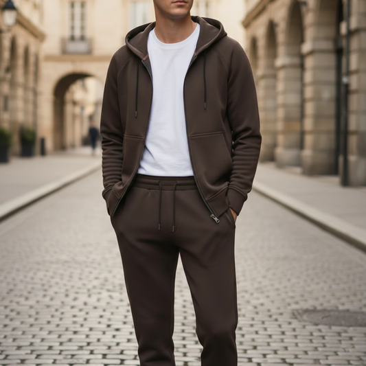 Men's Sports Tracksuit Set with Zip Hoodie and Pants