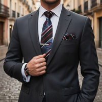 Set cravatta in seta da uomo con fantasia paisley rossa e blu