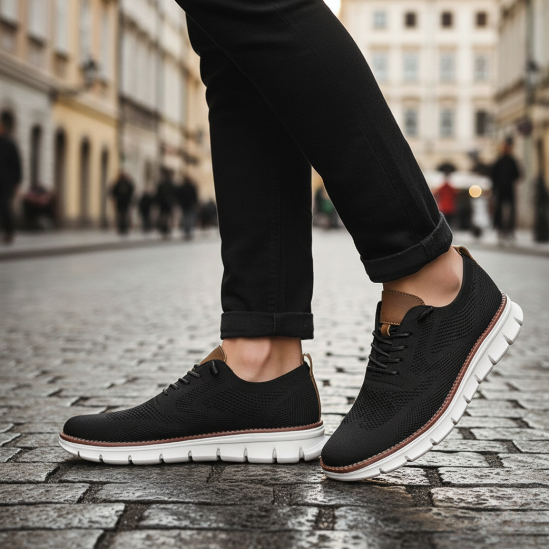Men's Breathable Black Mesh Sneakers