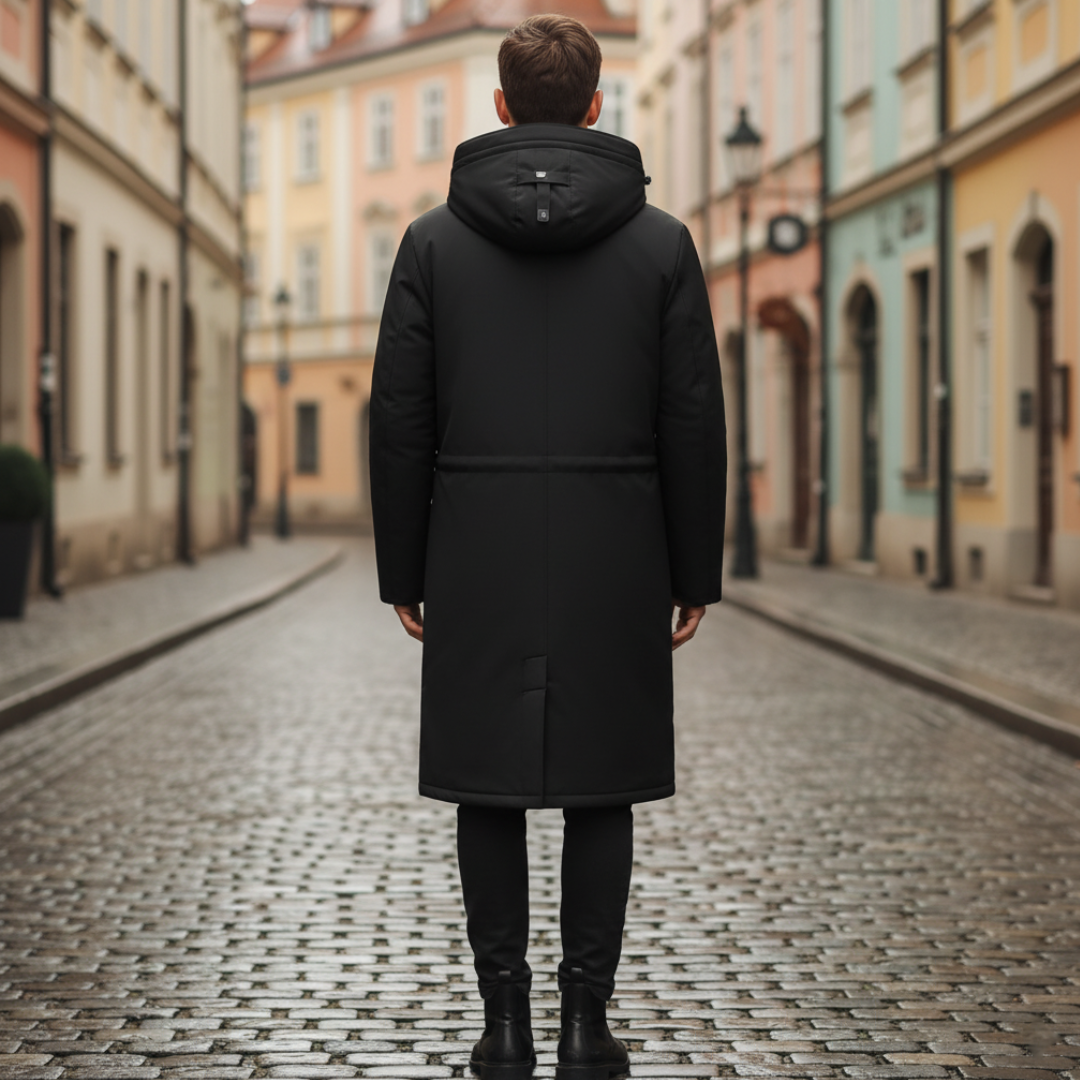 Men's Long Winter Parka with Windproof Hood