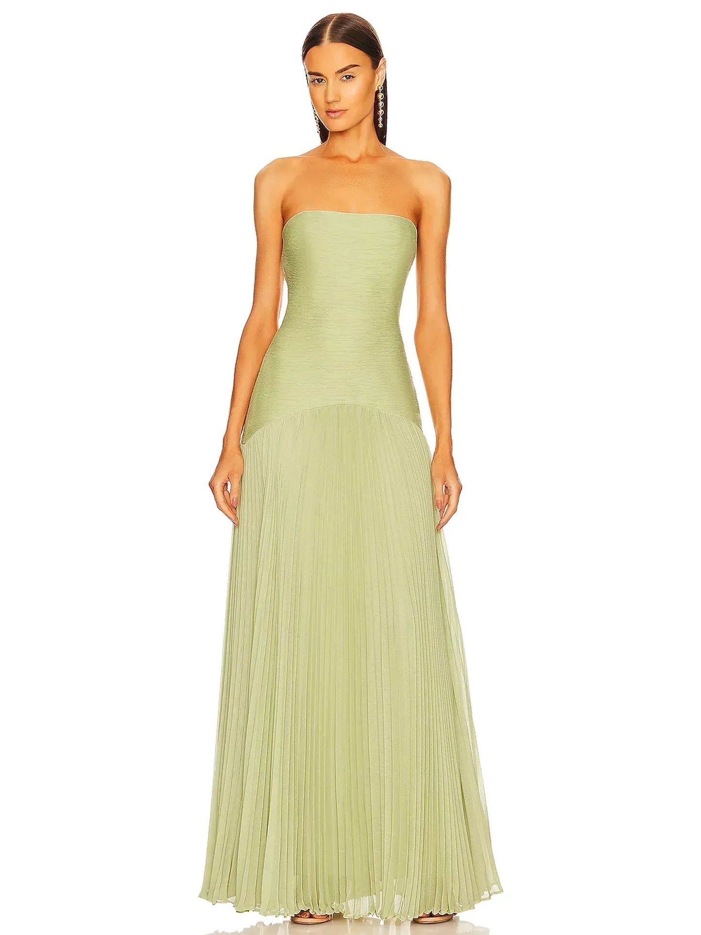 Women's Maxi Strapless Pleated Dress – Elegant