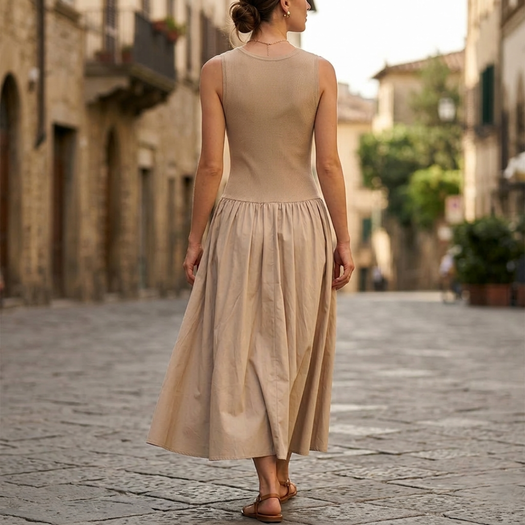 Long Draped Slim Fit Sleeveless Women's Dress