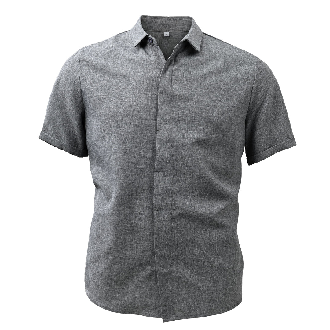 Camicia da uomo in lino con maniche corte e bottoni – estate