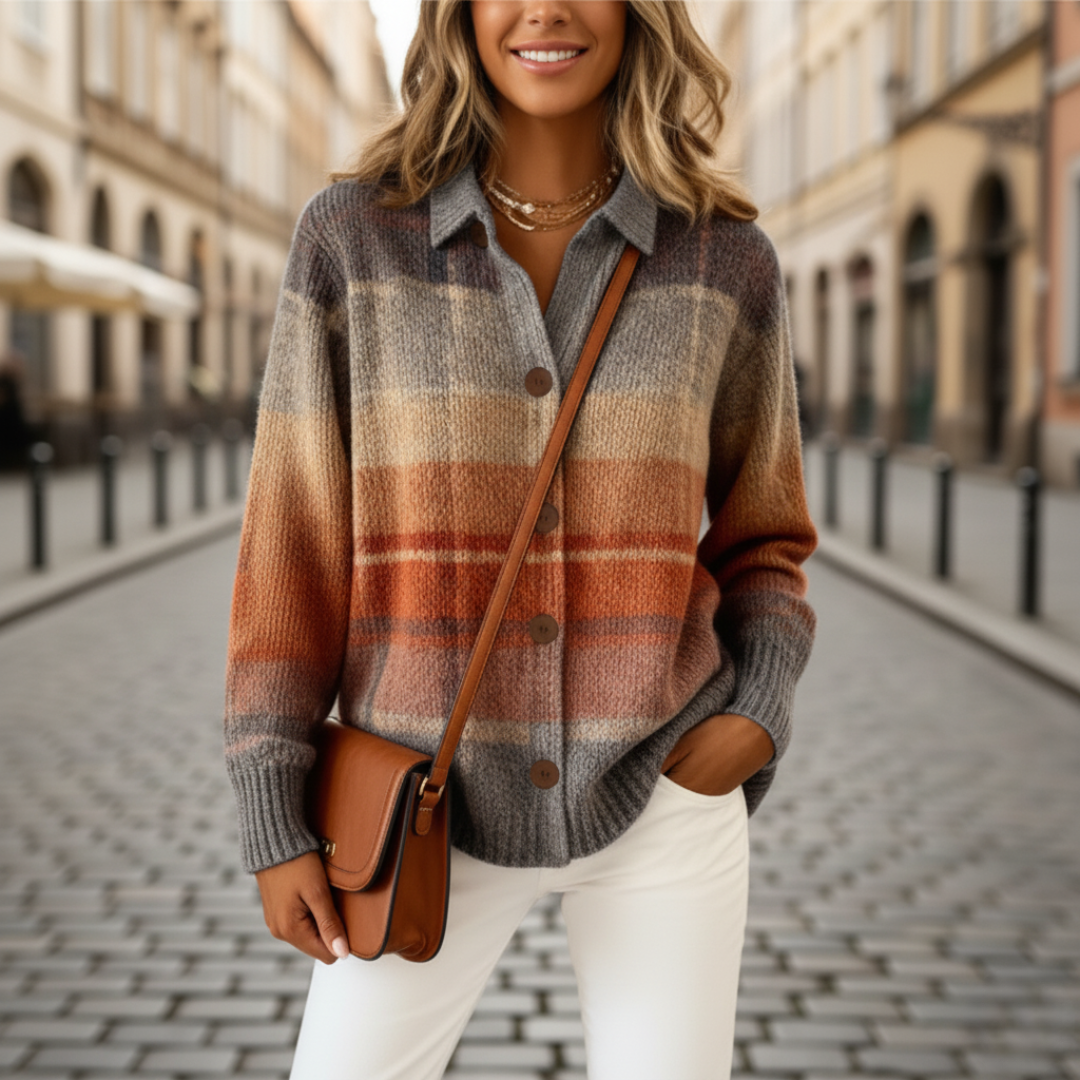 Women's Checkered Cardigan Sweater