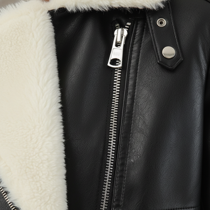 Women's High-Quality Material Jacket with Synthetic Fur Collar