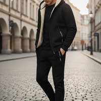 Men's Black Soft Fabric Hoodie and Pants