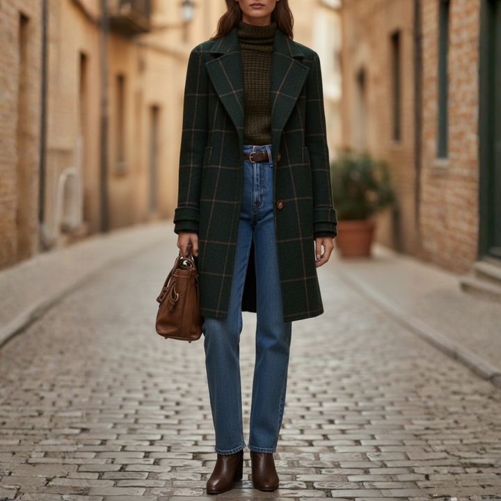 Long Women's Checkered Coat