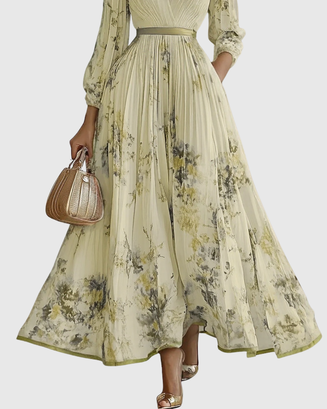 Elegant Pleated Satin Maxi Dress for Women