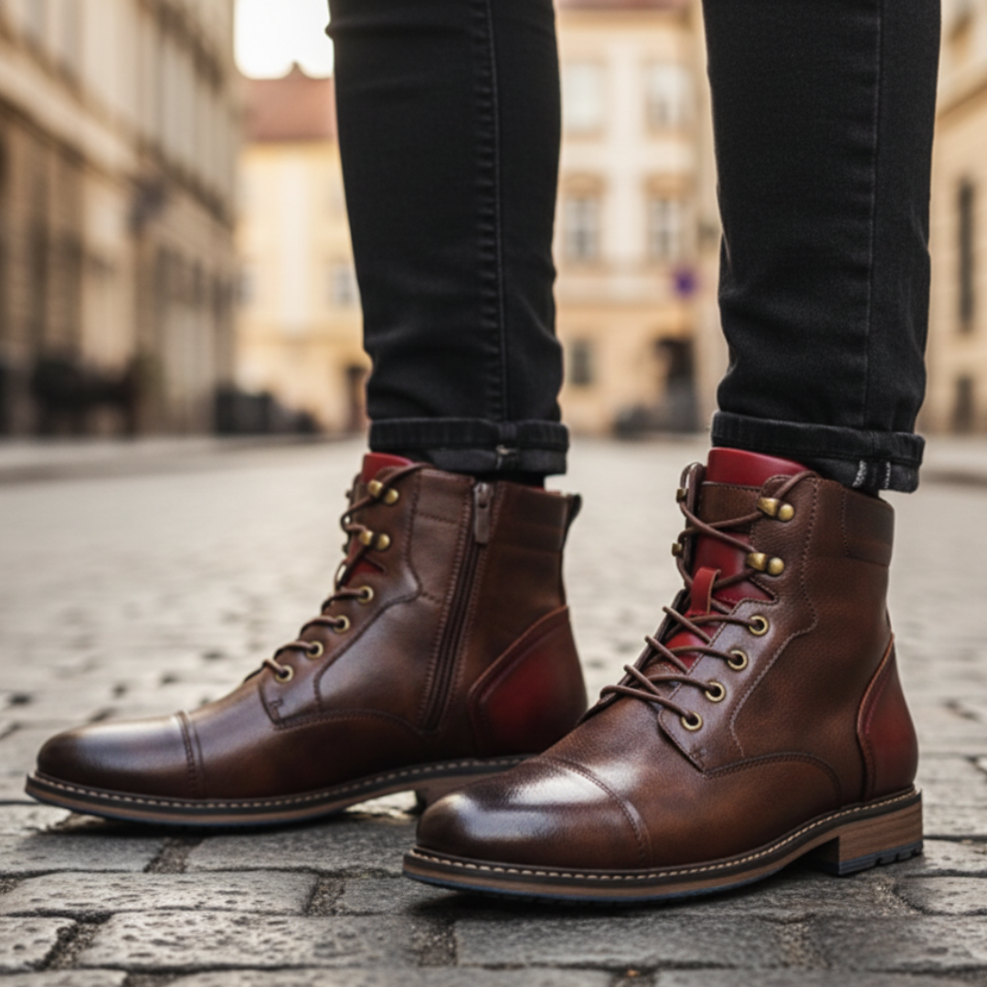Men's Faux Leather Ankle Boots with Zipper
