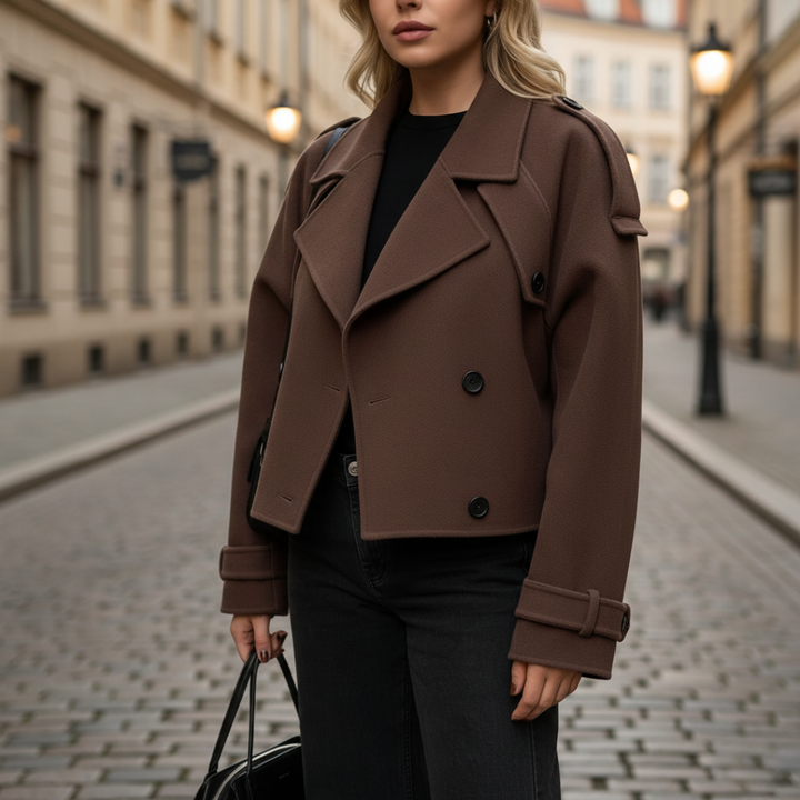 Brown Double-Breasted Women's Jacket