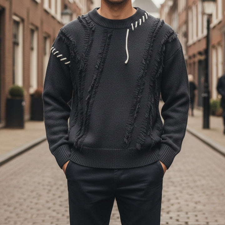 Oversized Men's Sweater with Ripped Details