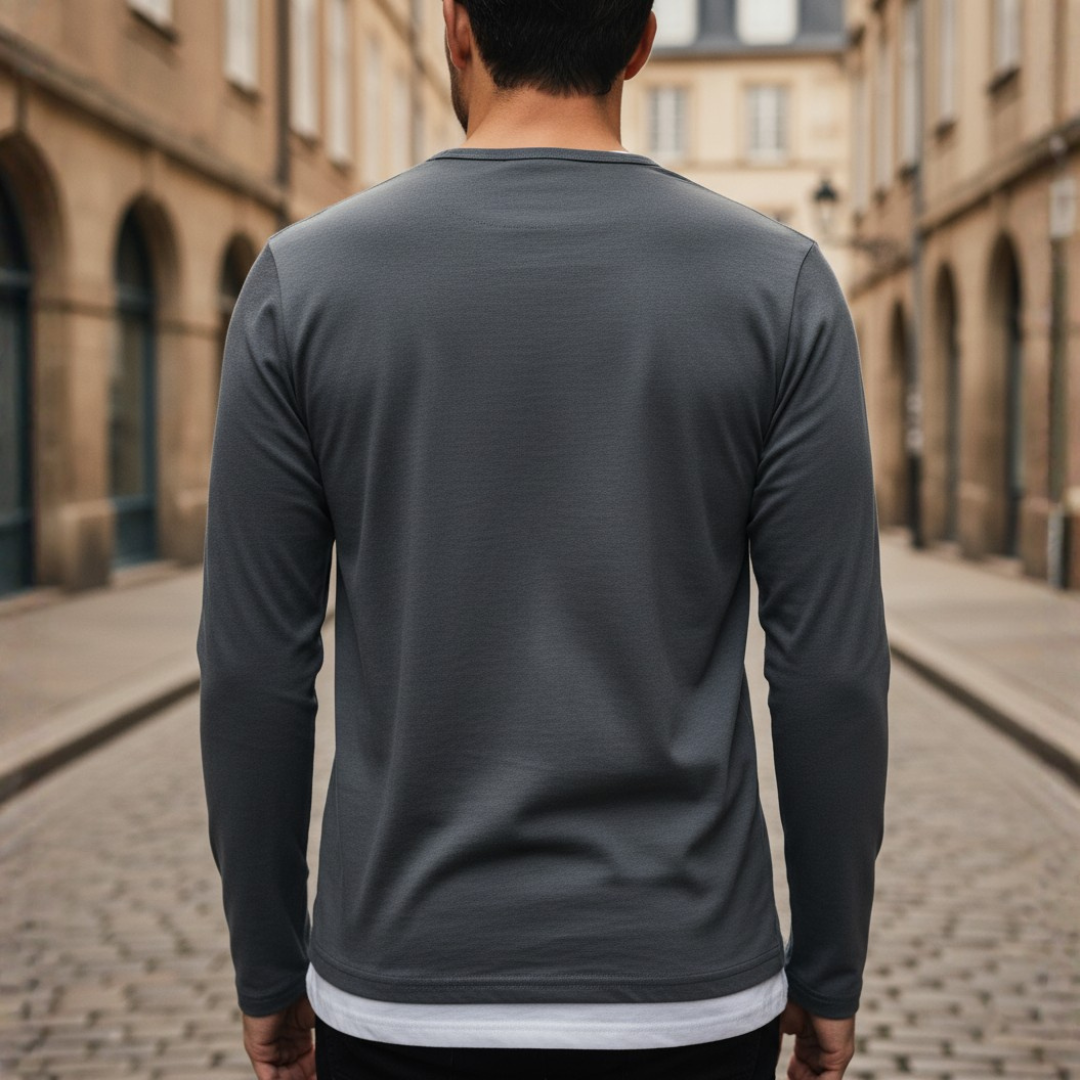 Men's Long Sleeve Hoodie with V-Neck in High-Quality Material