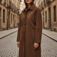 Elegante cappotto lungo marrone da donna