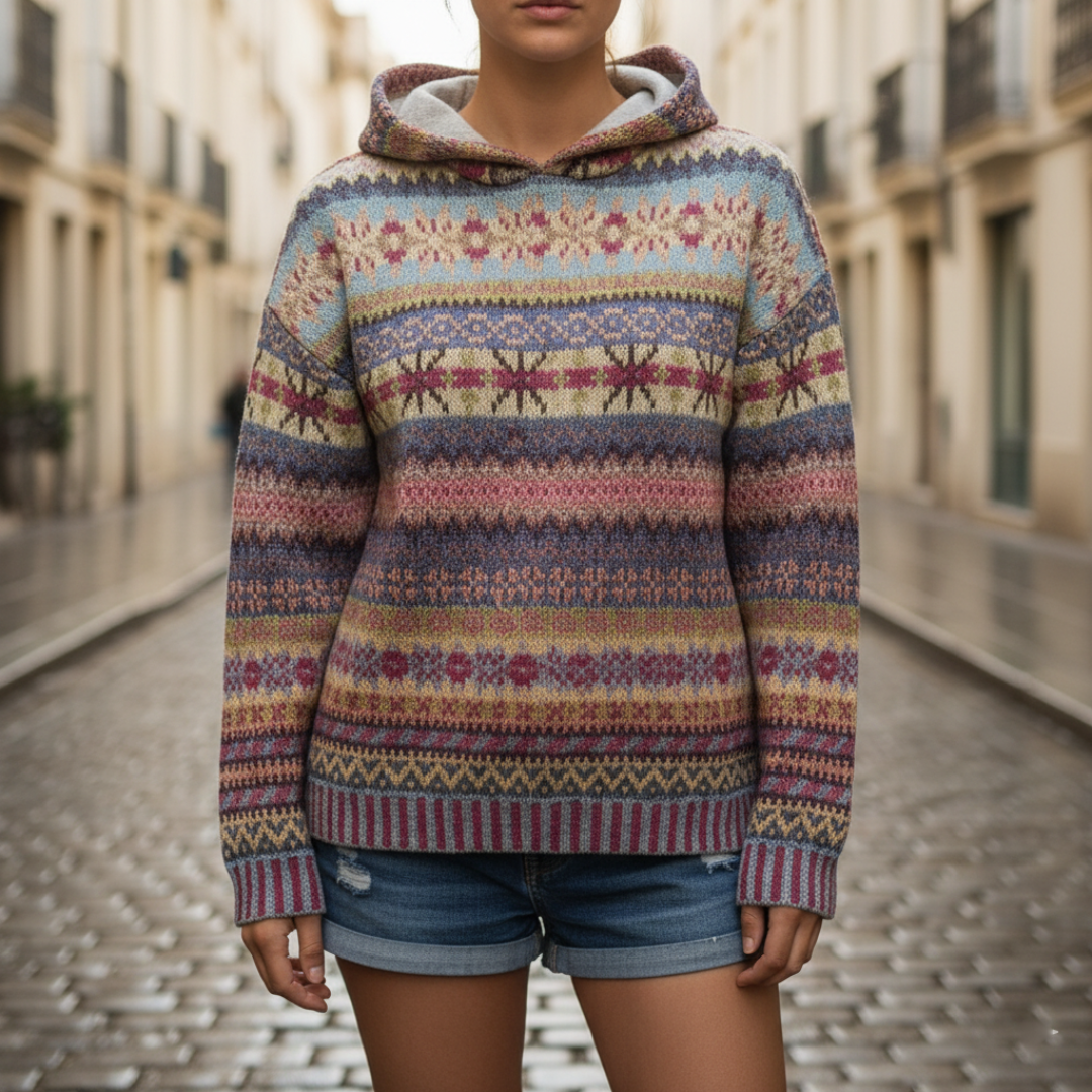 Women's Hooded Sweater with Pattern