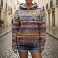 Women's Hooded Sweater with Pattern