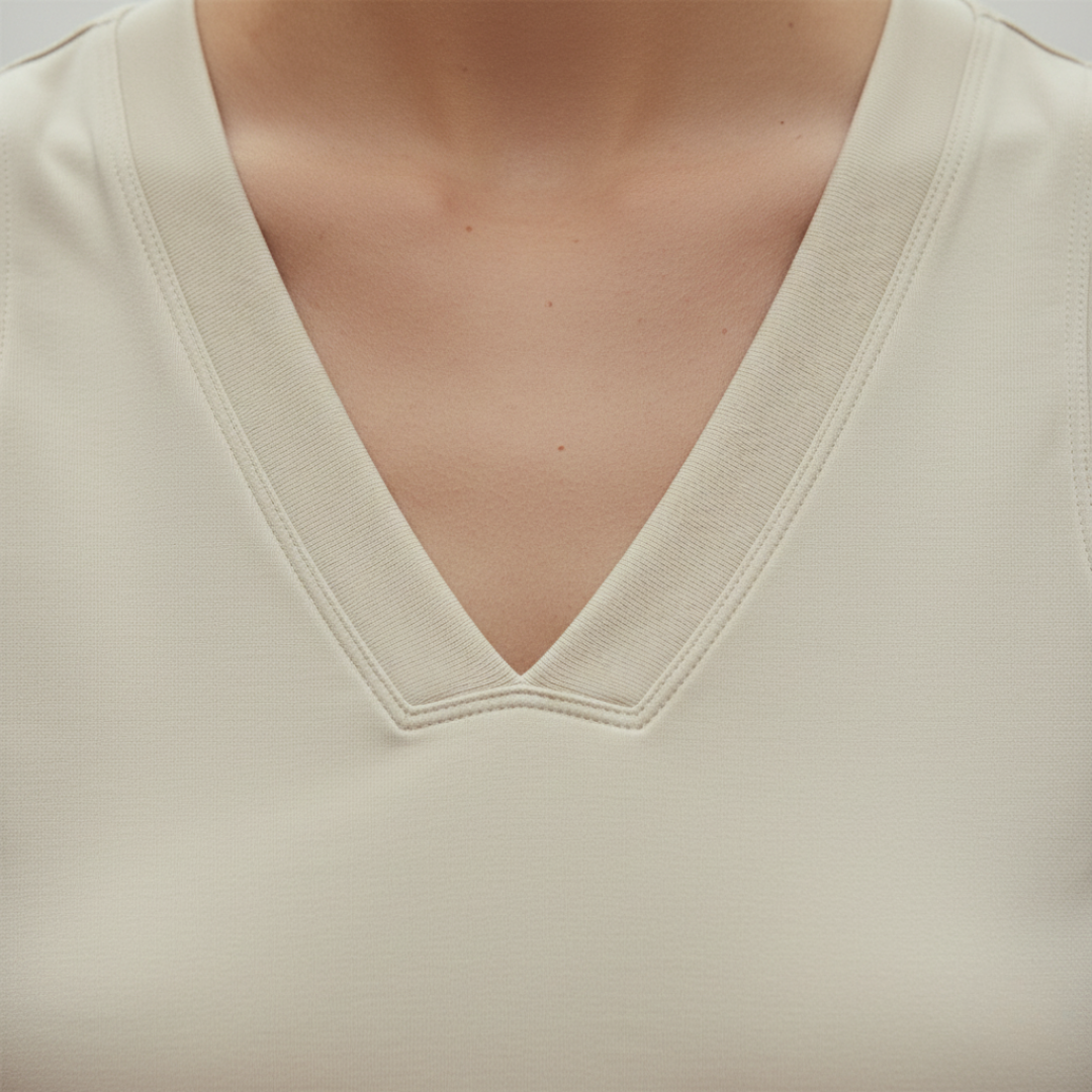 Women's Sleeveless Top with V-Neck and Fitted Design