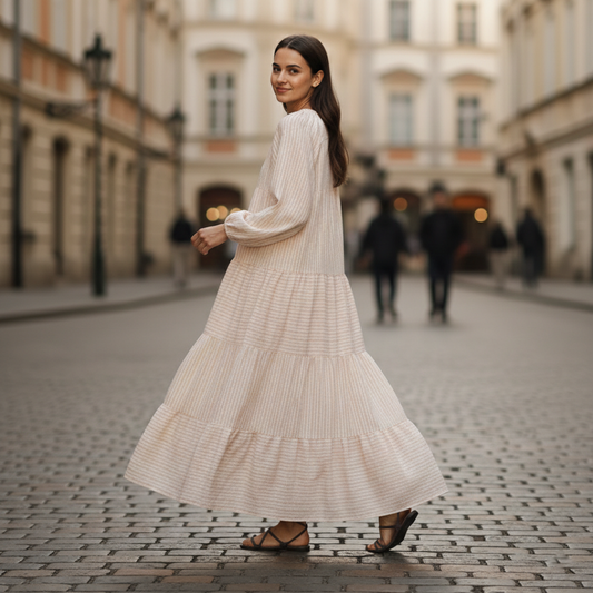 Women's Lightweight Ruffle Maxi Dress | Elegant Long Sleeve Casual Wear 1