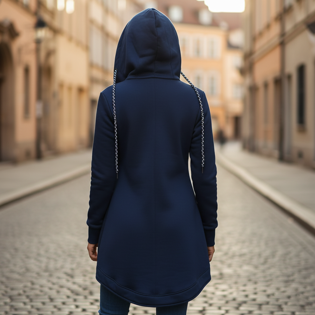 Long Women's Hoodie High-Quality Material Asymmetrical Casual