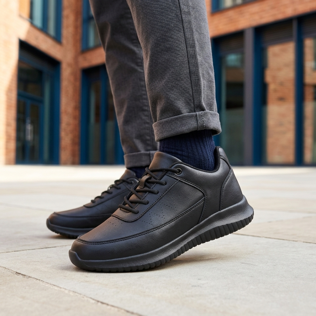 Black Waterproof Slip-Resistant Work Shoes for Men