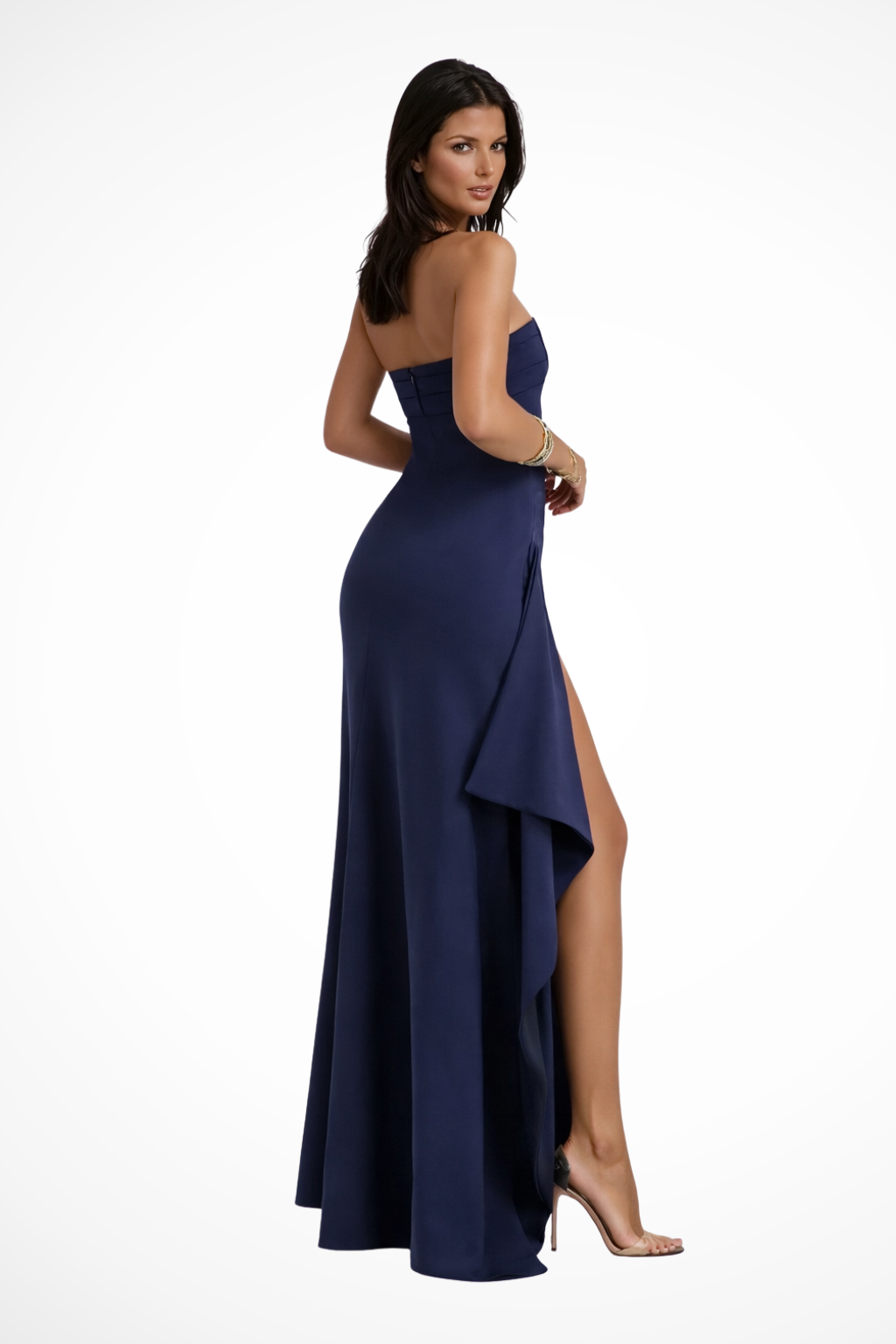 Maxi Dress for Women in Satin with Slit for Ceremonies