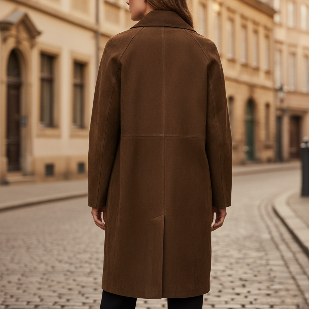 Elegant Long Brown Women's Coat