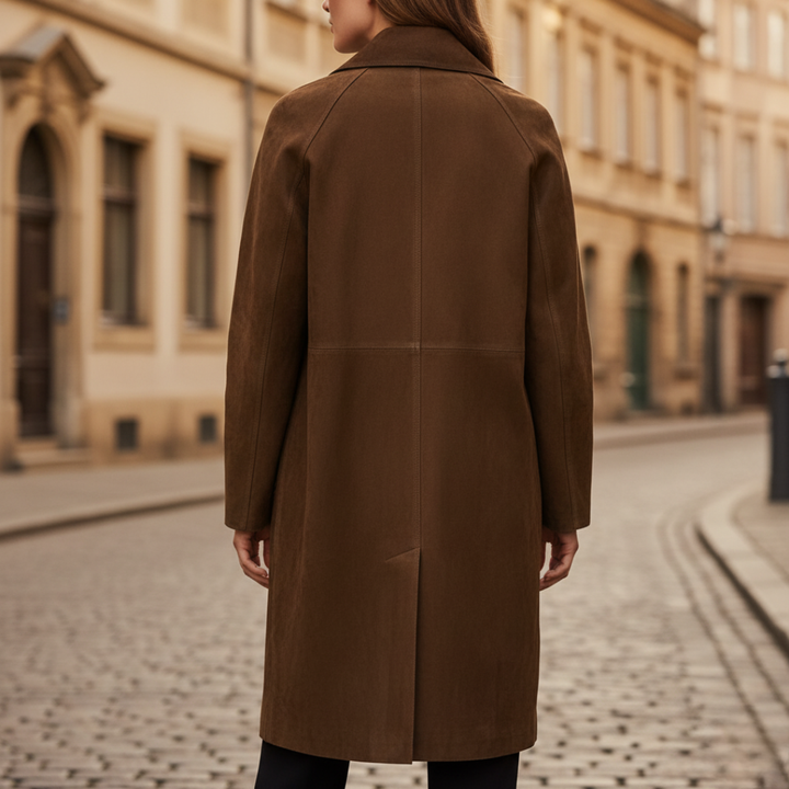 Elegante cappotto lungo marrone da donna