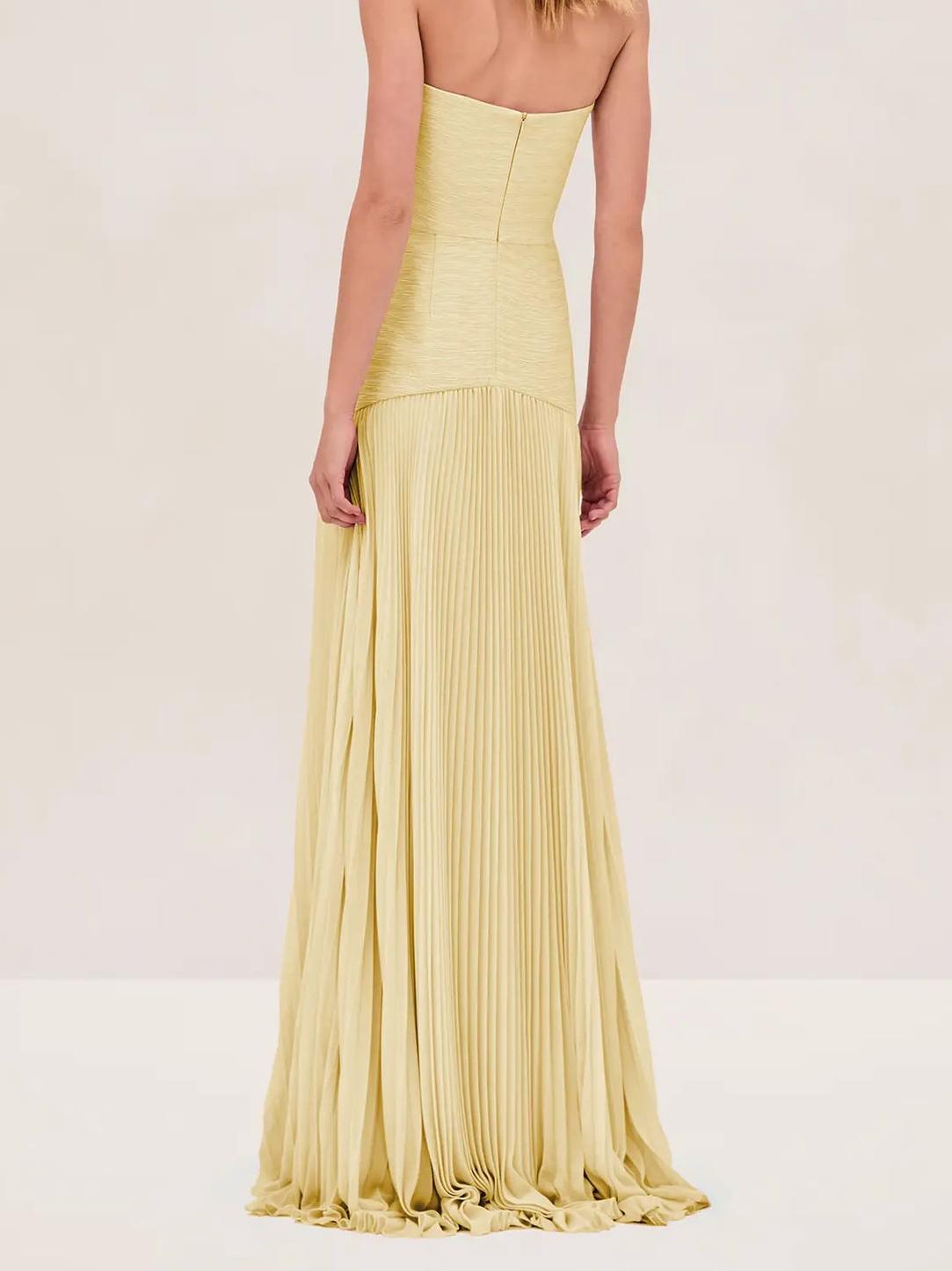 Women's Maxi Strapless Pleated Dress – Elegant