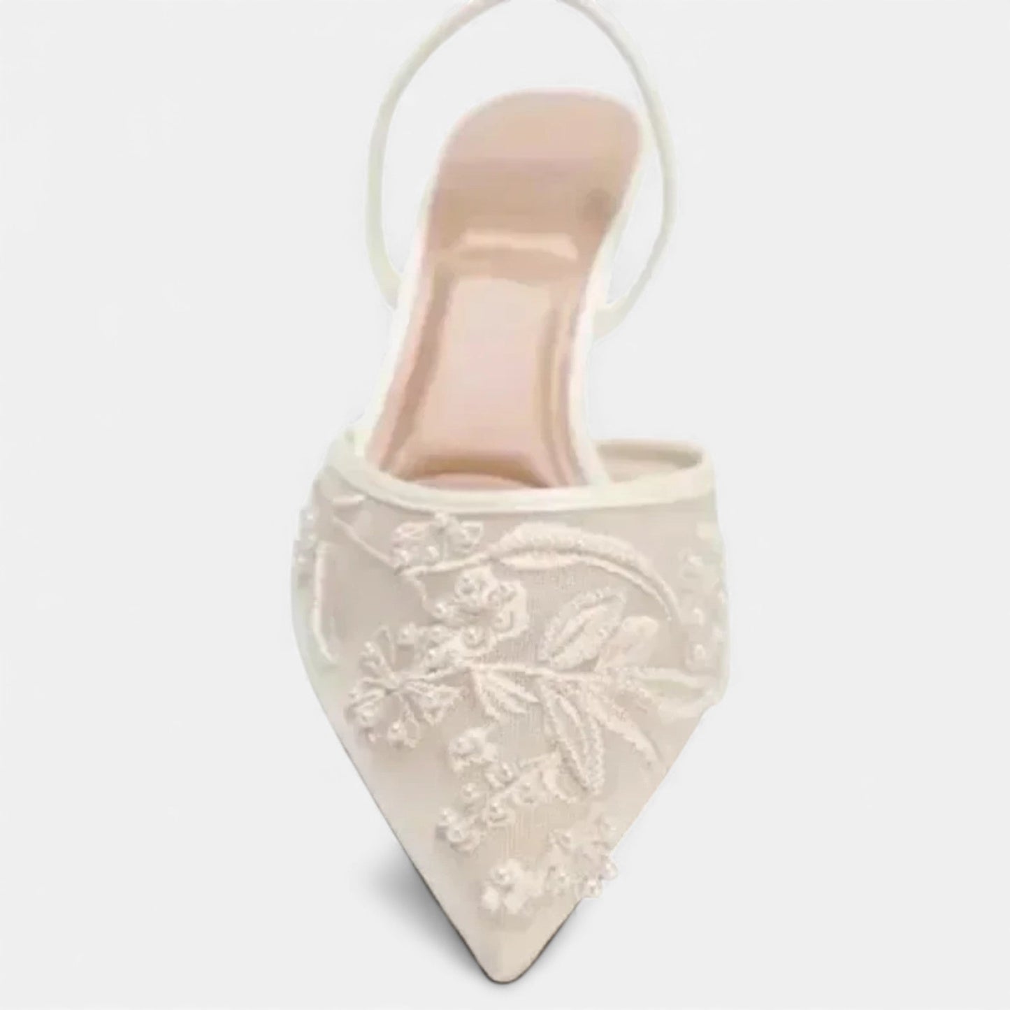 Women's Embroidered Mesh Pointed Toe Slip-On Stiletto Heels