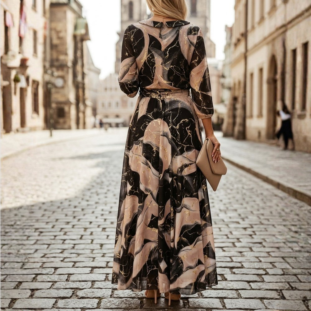 Women's Printed Chiffon Maxi Dress | Elegant A-Line Evening Gown 2