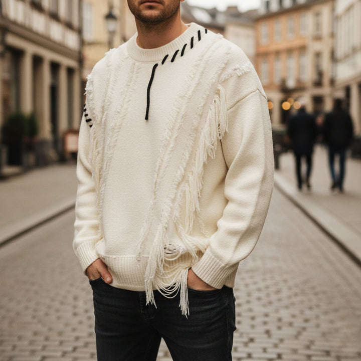 Oversized Men's Sweater with Ripped Details