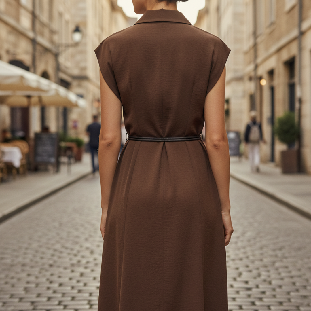 Brown Women's Dress with Belt