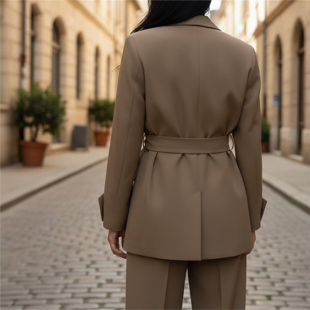 Women's Suit with Belted Blazer and Pants