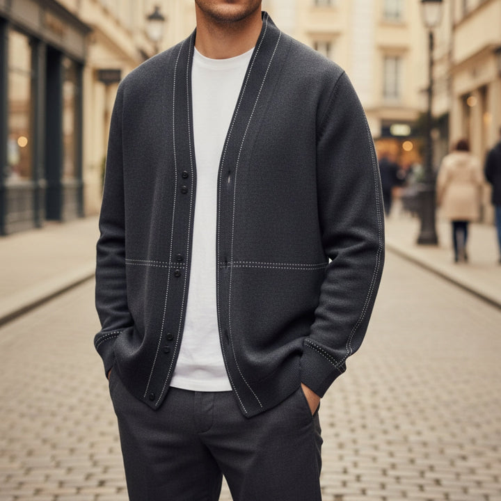 Elegant Men's Cardigan Without Collar