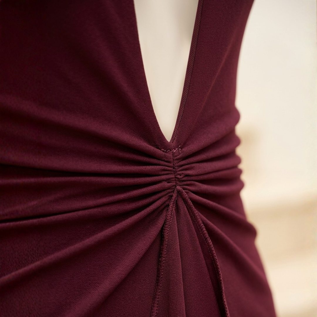 Long Dress for Women Draped Backless Halter Neck