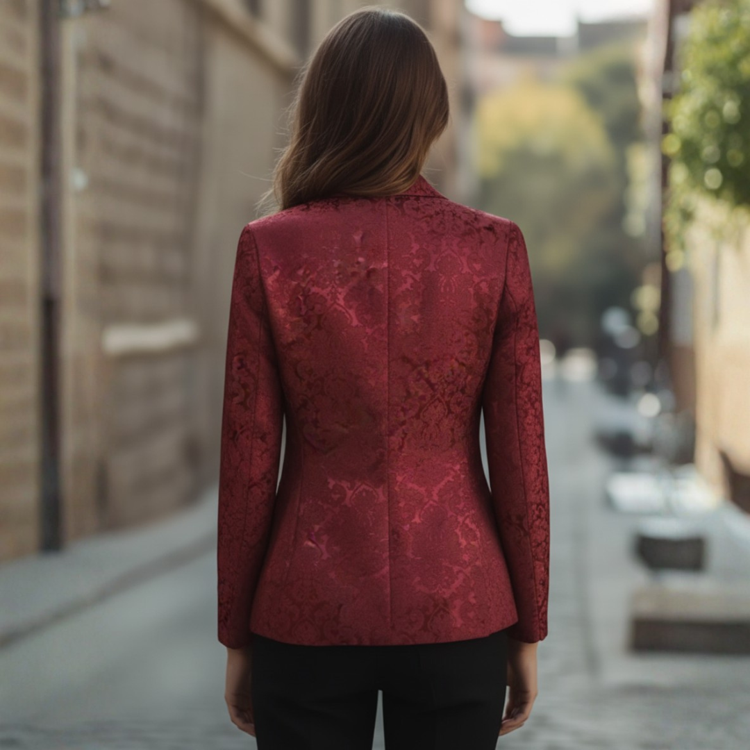 Blazer rosso da donna in tessuto elegante con bottoni