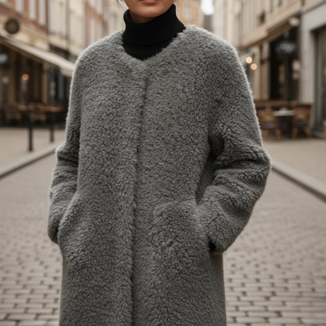 Giacca oversize in pelliccia sintetica sherpa